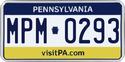 PA license plate MPM0293