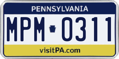 PA license plate MPM0311