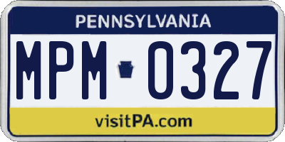 PA license plate MPM0327