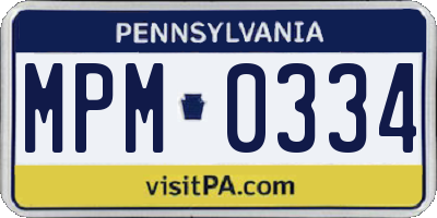 PA license plate MPM0334