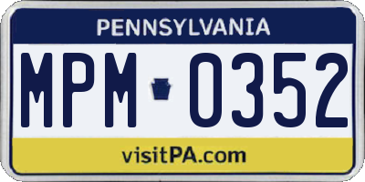 PA license plate MPM0352