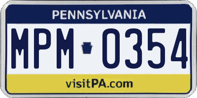 PA license plate MPM0354