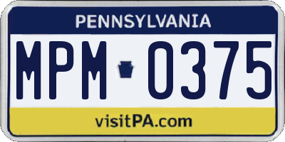 PA license plate MPM0375