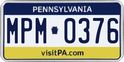 PA license plate MPM0376