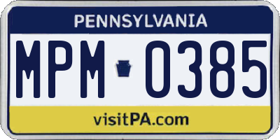 PA license plate MPM0385