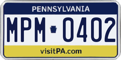 PA license plate MPM0402