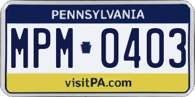 PA license plate MPM0403