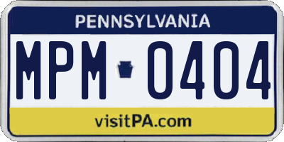 PA license plate MPM0404