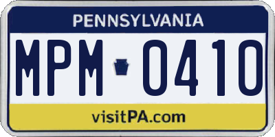 PA license plate MPM0410