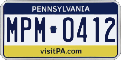PA license plate MPM0412