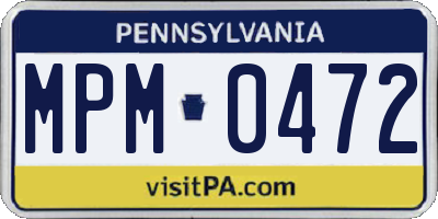 PA license plate MPM0472