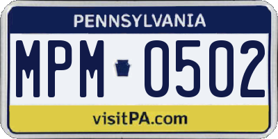 PA license plate MPM0502