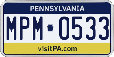 PA license plate MPM0533