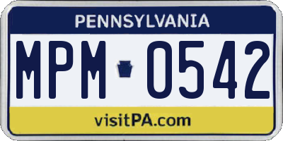 PA license plate MPM0542