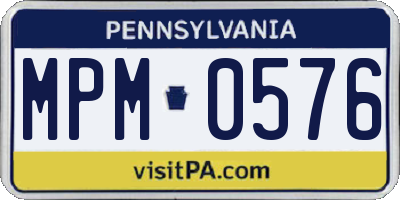 PA license plate MPM0576
