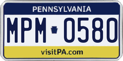PA license plate MPM0580