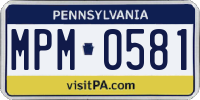 PA license plate MPM0581