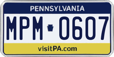 PA license plate MPM0607