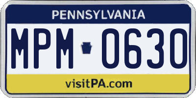 PA license plate MPM0630