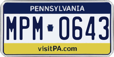 PA license plate MPM0643