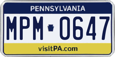 PA license plate MPM0647