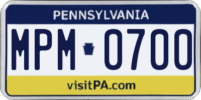 PA license plate MPM0700