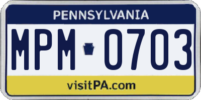 PA license plate MPM0703