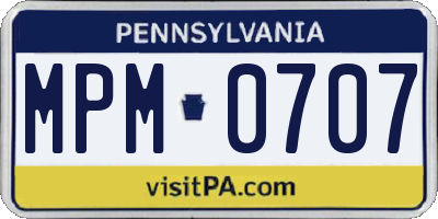 PA license plate MPM0707