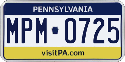 PA license plate MPM0725