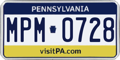 PA license plate MPM0728