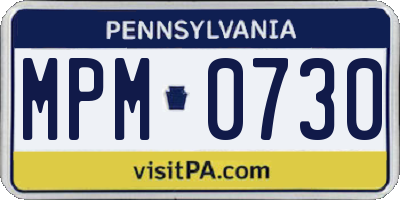 PA license plate MPM0730