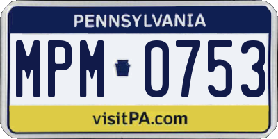 PA license plate MPM0753
