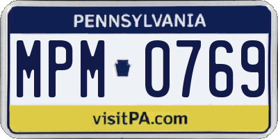 PA license plate MPM0769