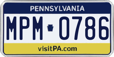 PA license plate MPM0786