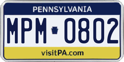 PA license plate MPM0802