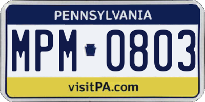 PA license plate MPM0803