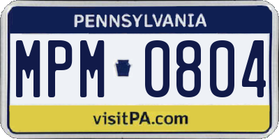 PA license plate MPM0804