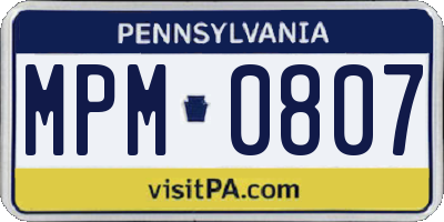 PA license plate MPM0807