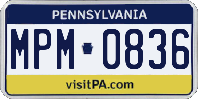PA license plate MPM0836