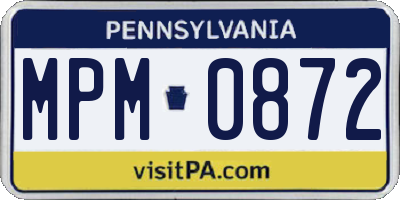 PA license plate MPM0872