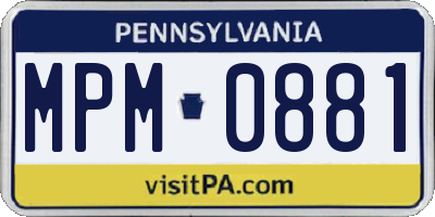 PA license plate MPM0881