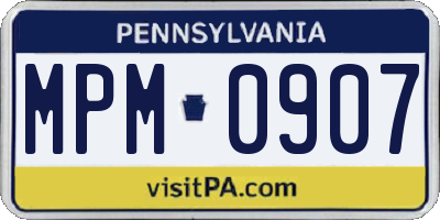 PA license plate MPM0907