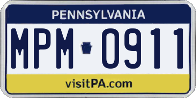 PA license plate MPM0911