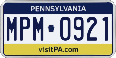 PA license plate MPM0921