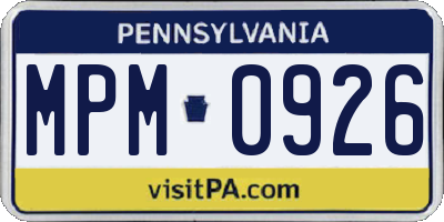 PA license plate MPM0926