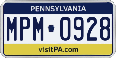 PA license plate MPM0928