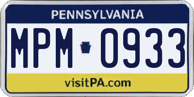 PA license plate MPM0933