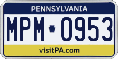 PA license plate MPM0953