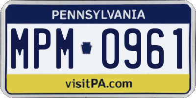 PA license plate MPM0961