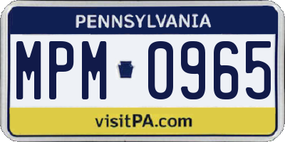 PA license plate MPM0965